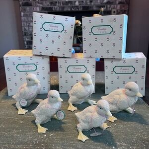 Dept 56 Easter 1993 Duckling Figurines Set of 5 Bisque Porcelain 7281-8 7282-6